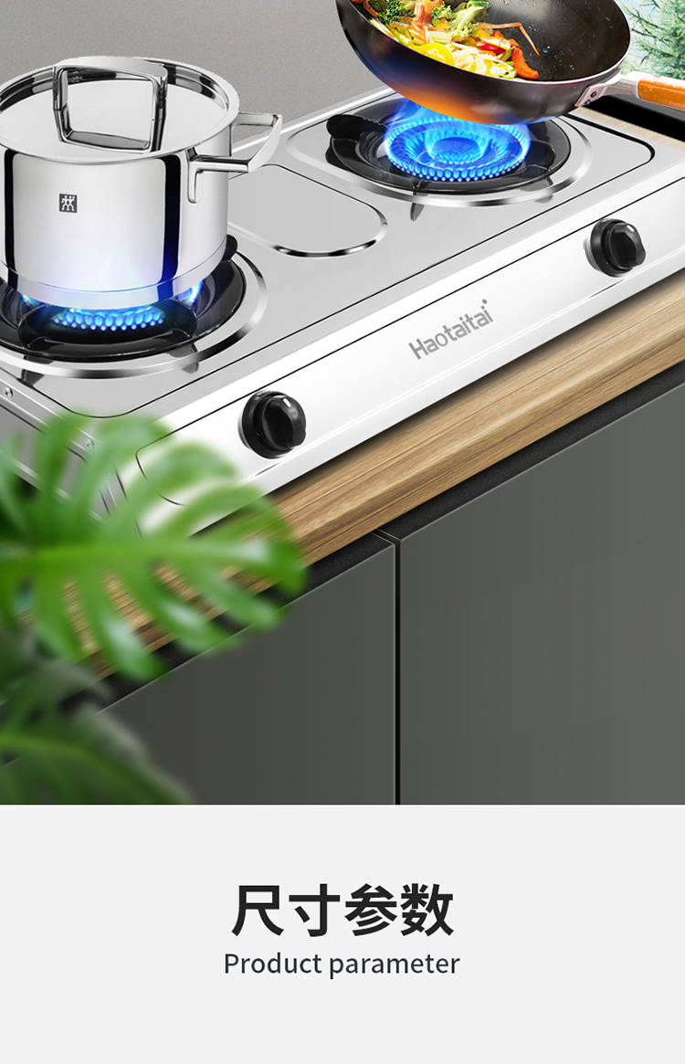 haotaitai好太太家用台上燃气灶双灶2161不锈钢防爆猛火灶天然气液化