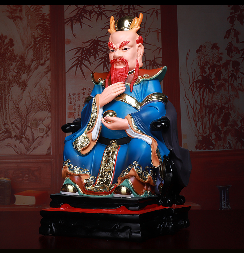 东海龙王爷神像广济四海五爷佛像供奉家用家居摆件 16寸黄色龙王
