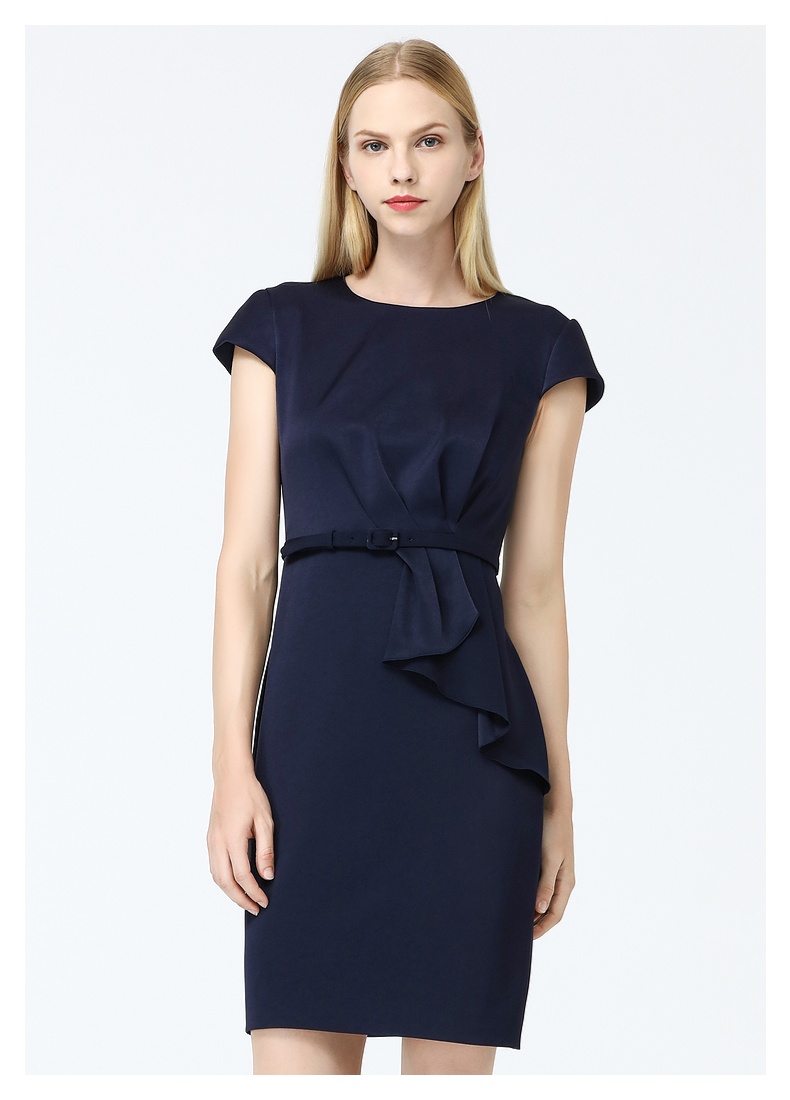 ports宝姿 新款连衣裙夏 简约不对称修身连衣裙 套装裙aln8d032kwb008