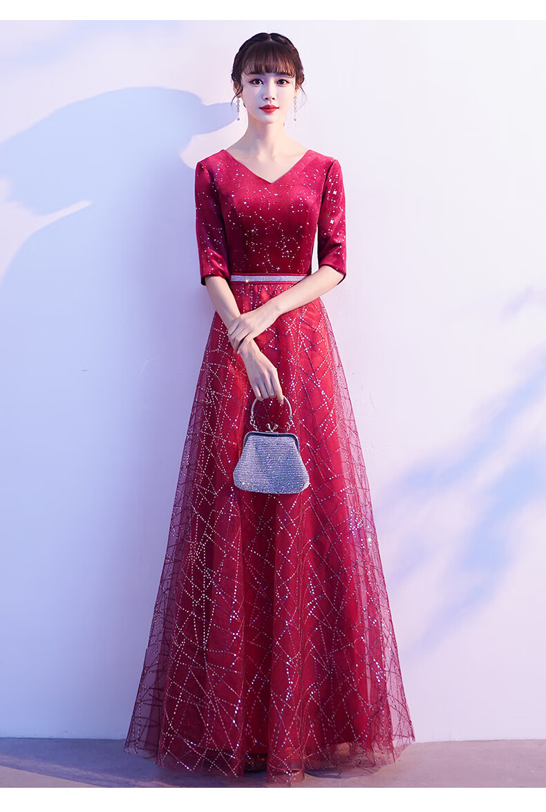 阿亨生日礼服毕业典礼裙法式复古气质伴娘服大合唱团演出服女长裙2021