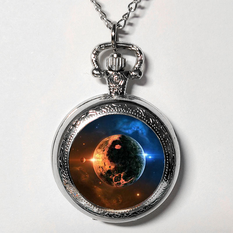 蕉迟 唯美星空时尚翻盖怀表二次元学生礼物闺蜜情侣定制纪念饰品项链