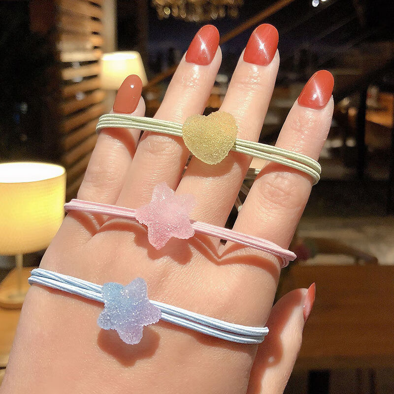 女生头绳小清新 2021糖果皮筋女头绳韩版洋气果冻色爱心发绳扎头发sn