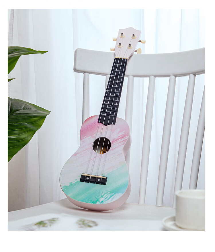 尤克里里ukulele可弹奏乐器可爱小吉他礼物乌克丽丽涂鸦图案跨境 21寸