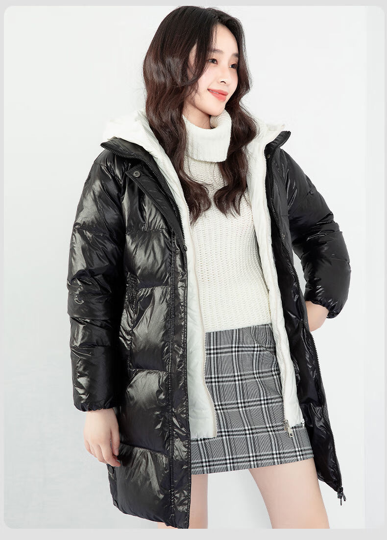 雪中飞羽绒服女中长款连帽时尚韩版潮宽松时尚休闲2021年新款女装