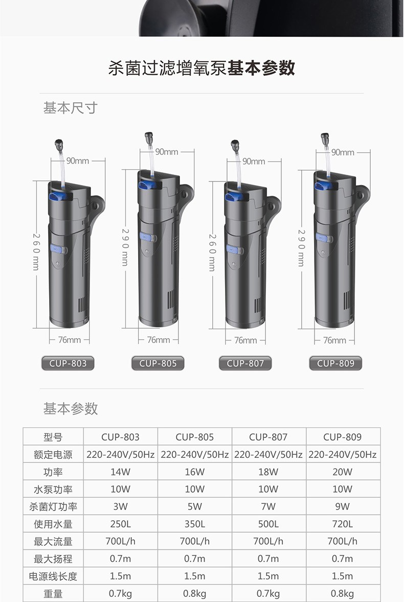 森森魚缸殺菌燈內置式紫外線uv殺菌燈除藻燈消毒燈水族箱過濾增氧泵