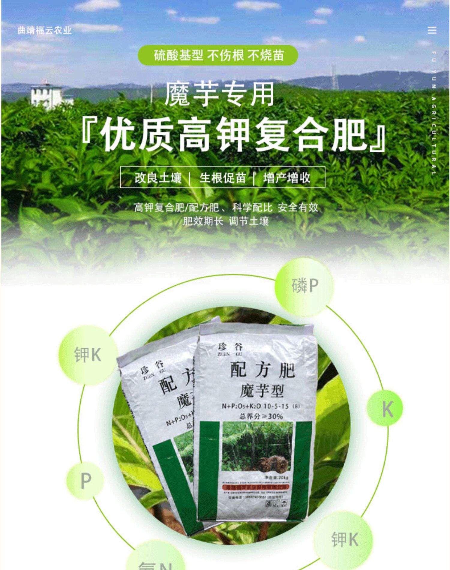 魔芋专用高钾复合肥配方肥磨芋底肥提苗换头膨果追肥长效缓释肥魔芋