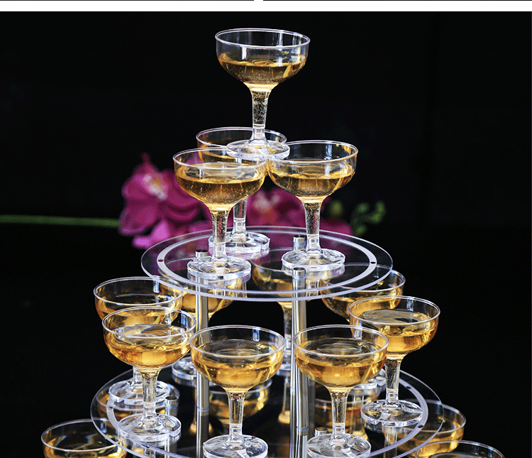 香槟塔新款香槟塔婚庆道具三层圆形亚克力酒塔架子生日酒店派对香槟塔