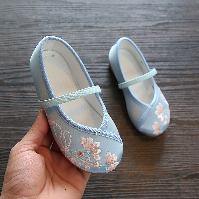 现货现发儿童汉服鞋子女童绣花鞋宝宝古装古风古代唐装演出鞋布鞋中国