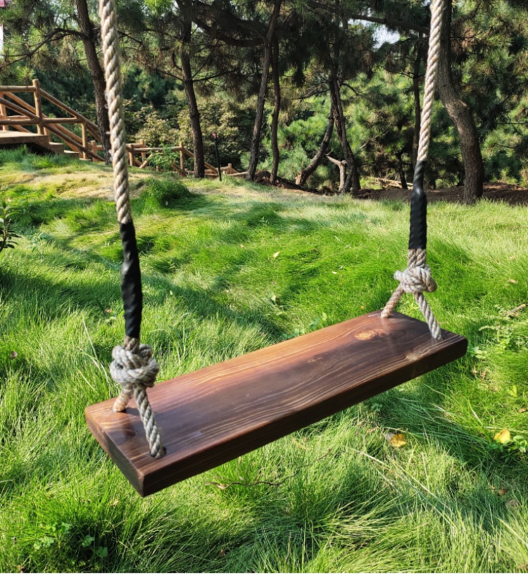 子木雅居  实木秋千户外家用秋千木板吊椅荡秋千板麻绳实木秋千 碳化长50cm登山绳室内款