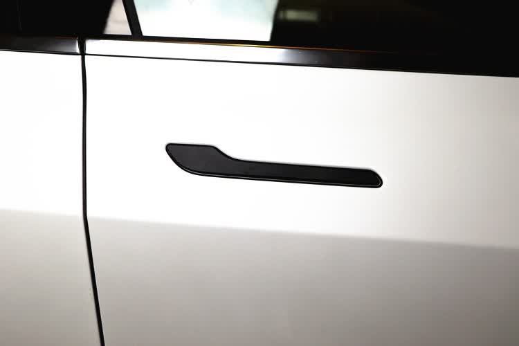 古轩 适用于特斯拉model3 y abs门把手碳纤维纹钢琴黑防刮装饰改装 此