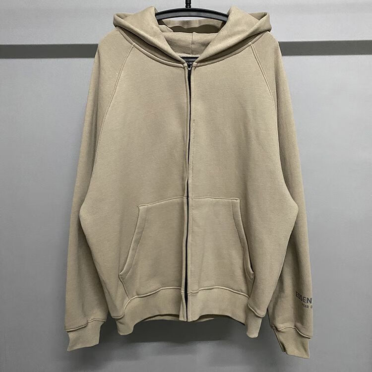 版本fear of god essentials fog複線拉鍊衛衣男女連帽開衫 拉鍊白色