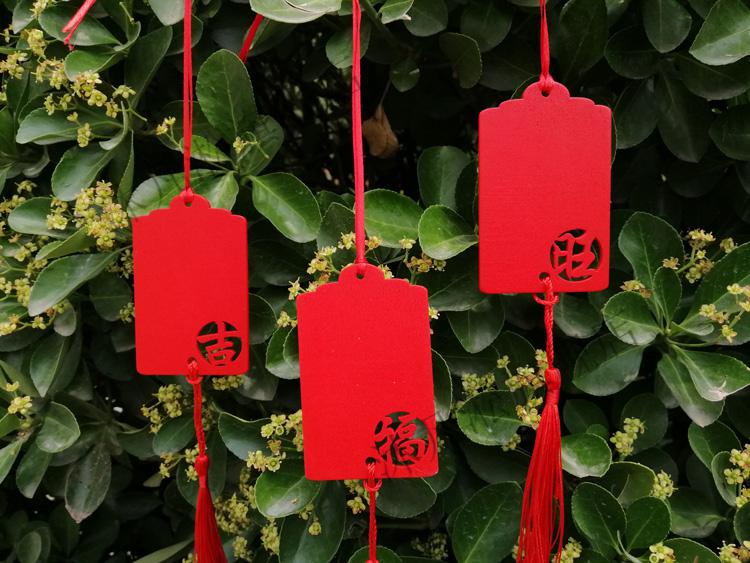 树牌新年木质风铃许愿牌红色祈福牌心愿签名木牌挂饰吊牌挂牌树牌刻字