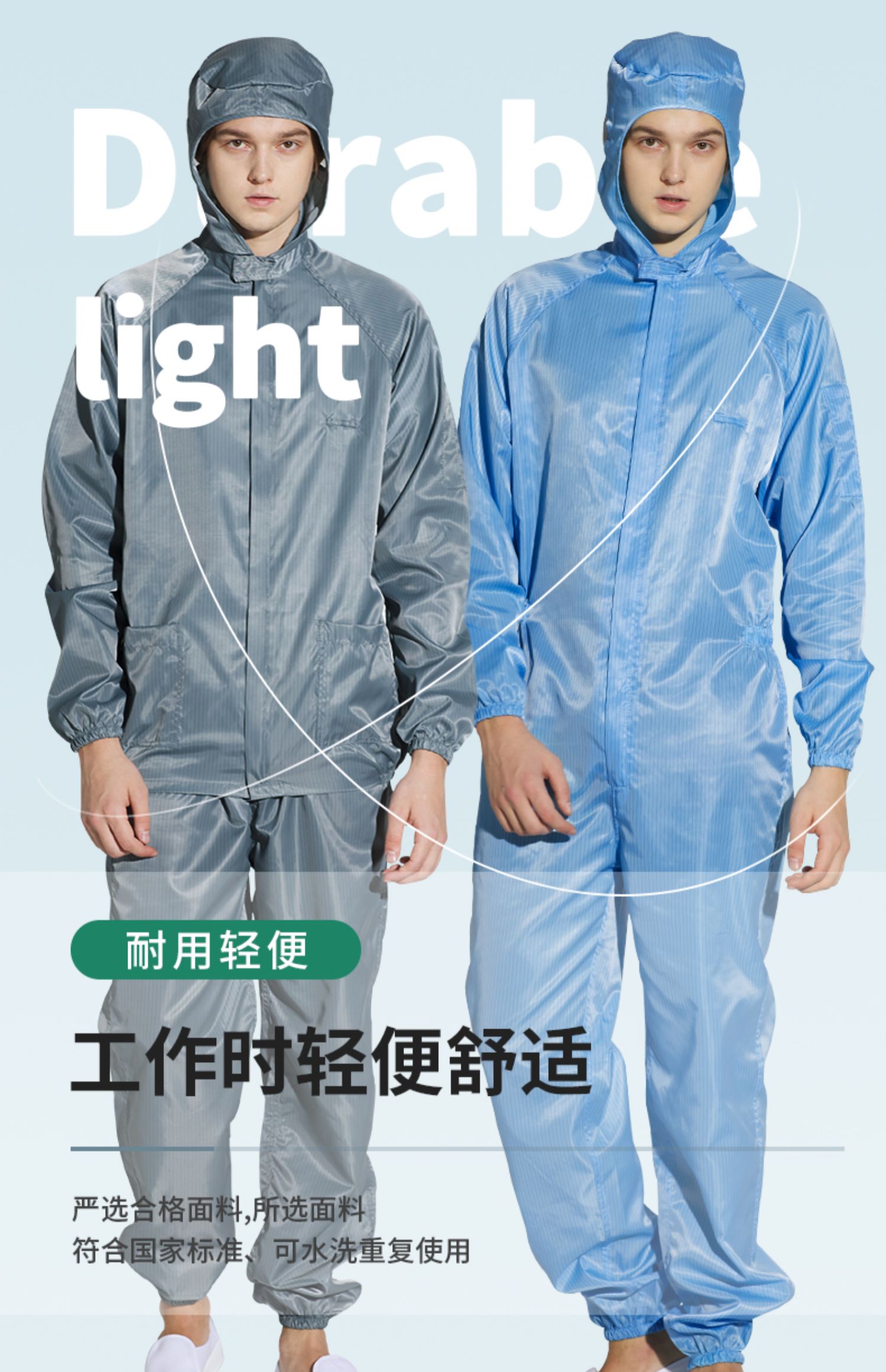防尘衣服工作服防尘服连体全身男工业粉尘无尘防静电服洁净工装可开票