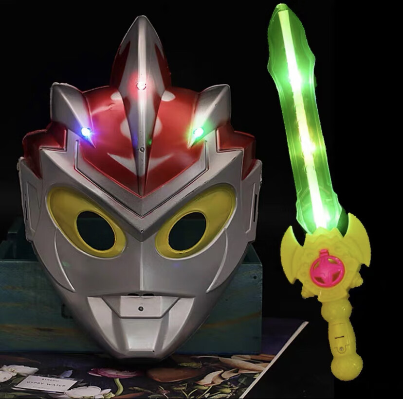 奥特曼面具发声光剑儿童卡通儿童无毒赛罗欧布银河发光玩具男孩装