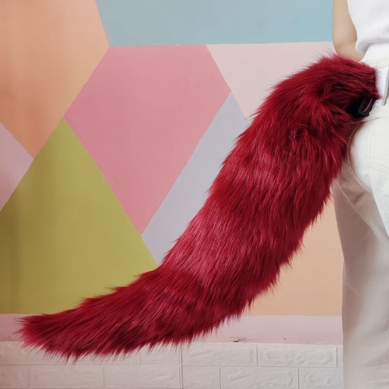 可动兽尾手作兽尾狐狸尾巴cos道具动漫展女仆猫尾巴狼尾二次元jk 白狼