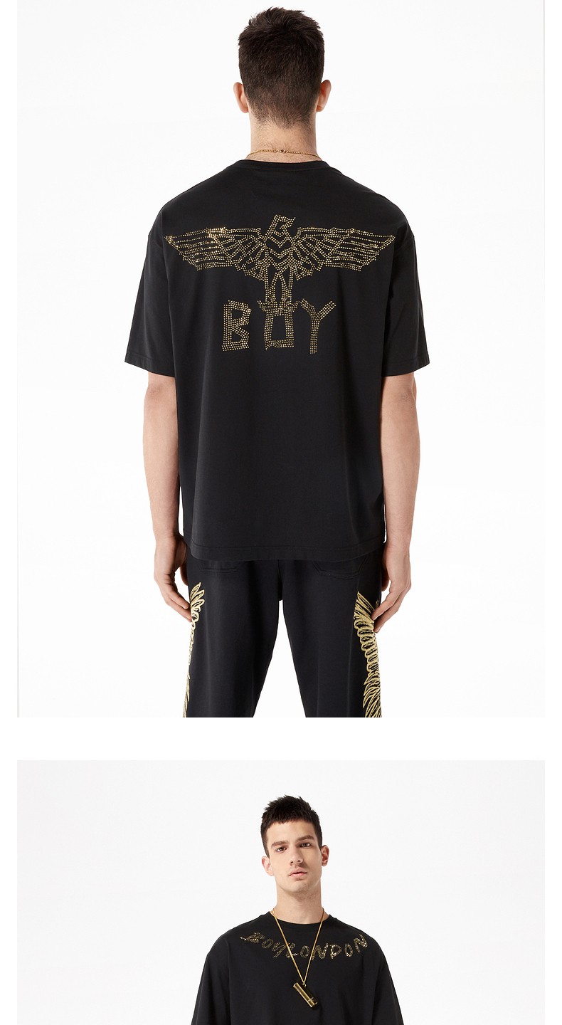 boylondont恤男女同款2022春夏新品经典logo烫钻休闲短袖n01011红色xl