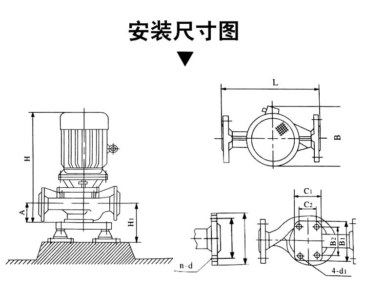 立式管道离心泵消防增压泵热水循环锅炉泵工业冷却塔380v075kw40125a