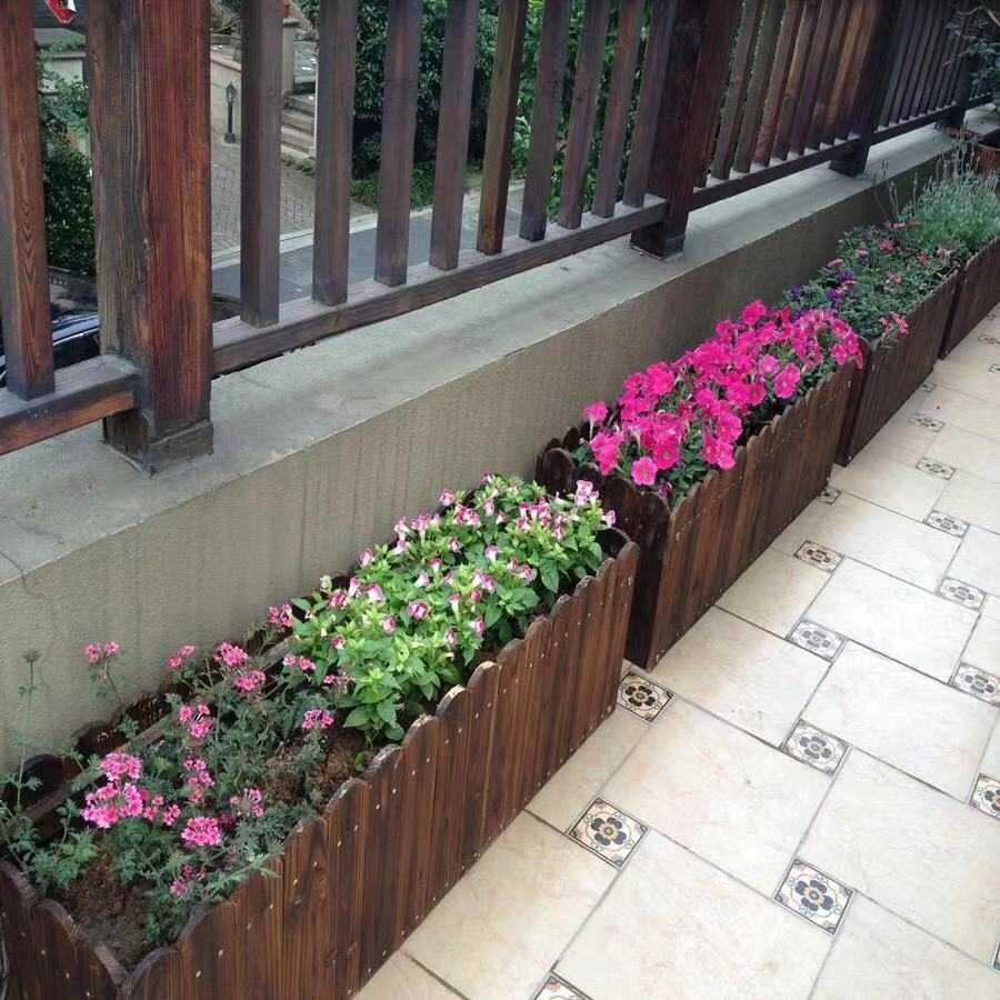 菜园围栏户外阳台种菜盆长方形木头栅栏护栏实木花盆花架子栏杆防腐木