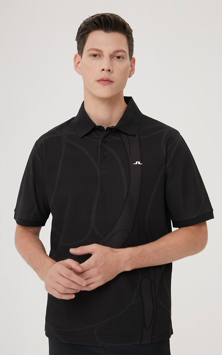 jlindeberg金林德伯格新款休闲花纹短袖翻领商务polo衫男52133z012