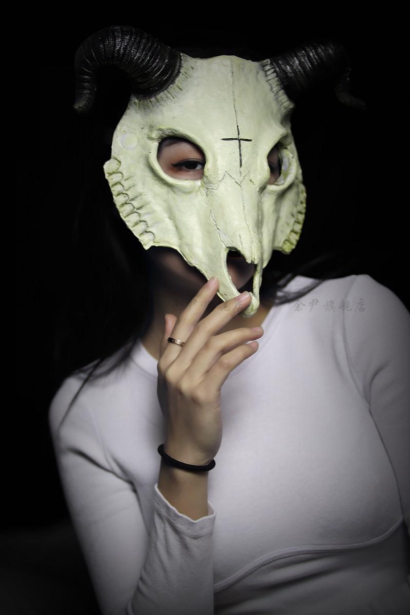 美女面具头套燕尾蝶家抖音公山羊骨面具全脸男士动物表演51公主视频