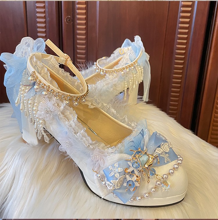 定制不退换花嫁洛丽塔鞋子梅露露ita鞋子六芒星手作lo鞋中华风茶会