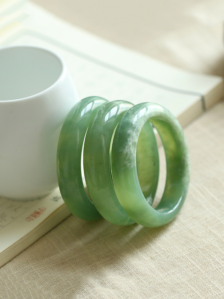 岫玉手镯保真辽宁冰种晴水天青冻180深层老料镯子一物一图透 24号180