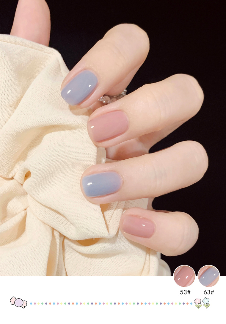 夏天裸色指甲油女烤持久2021年新色快干不掉色不可剥冰透奶黄色鳯胶堂