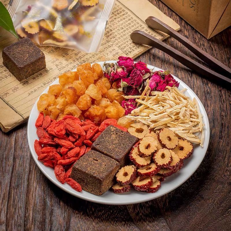 黑糖七宝茶红糖姜枣茶养生茶红糖姜枣茶桂圆红枣枸杞茶黑糖姜枣茶