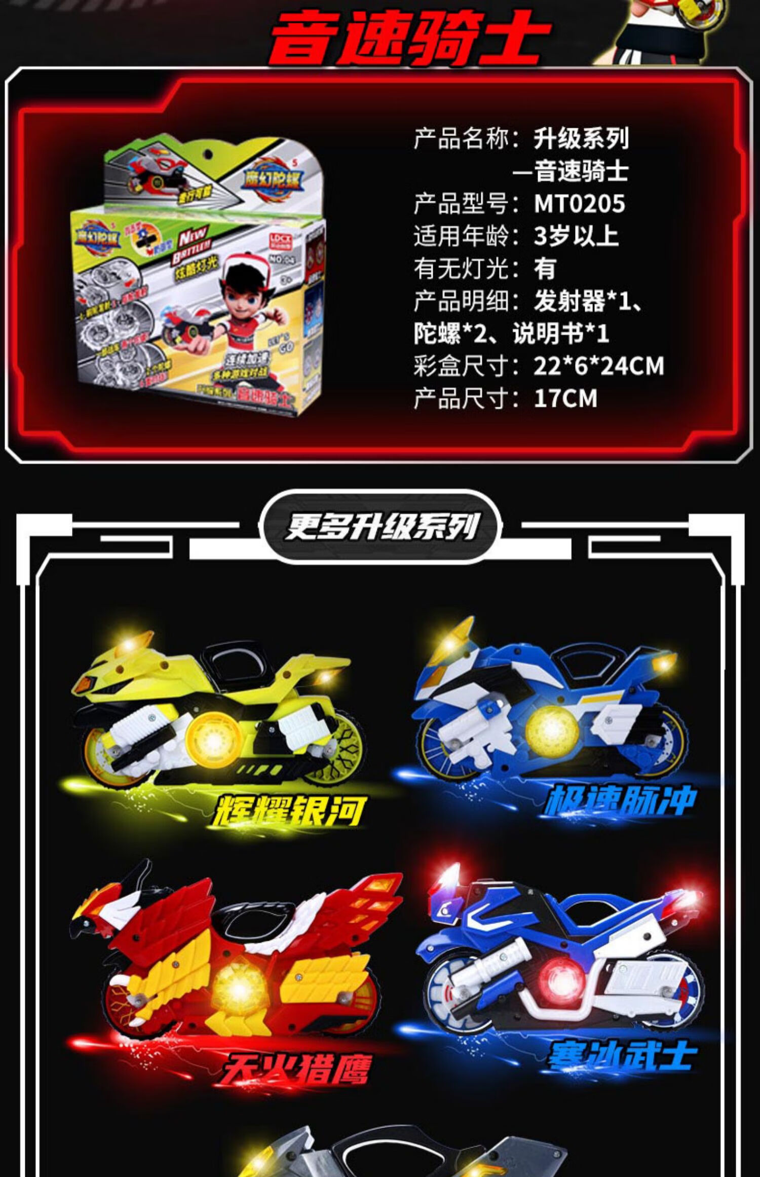 灵动创想魔幻陀螺5代发光新款4旋风轮梦幻儿童摩托车战车4玩具五 5代