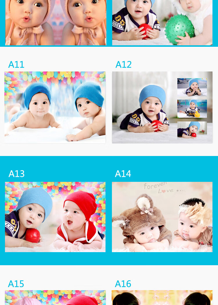 宝宝海报双胞胎男娃娃图片婴儿画报墙贴画婚房宝宝画70x50厘米