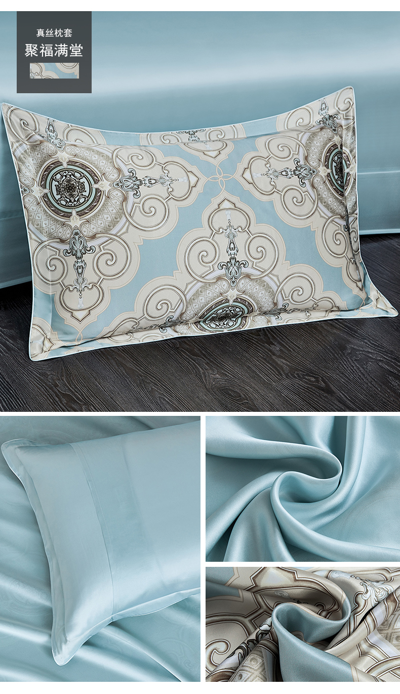 诗贝妮双面100桑蚕丝枕套夏天纯真丝枕套成人丝绸枕芯套戴菲庄园3114