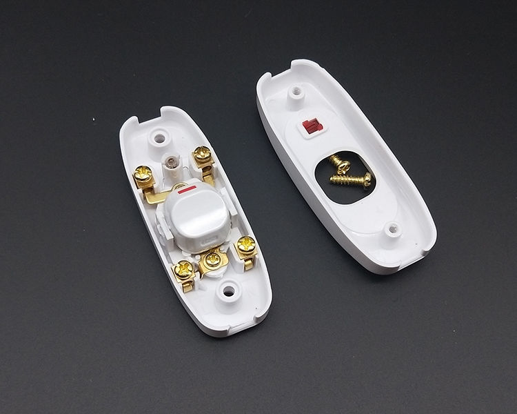 家用按钮床头开关大功率手捏中途带指示灯老式小开关台灯手工接线嘉和