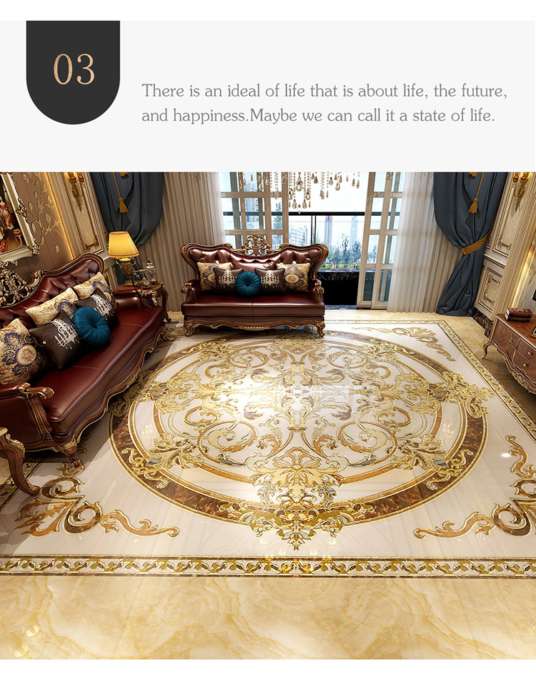 坚悦定制别墅豪宅拼花地砖镀金色圆形地心客餐厅玄关地面拼图瓷砖1600