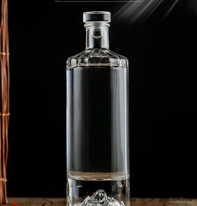 私人高端档白酒瓶空瓶带盖密封一斤装家用酒壶透明玻璃瓶 蓝火焰山 可