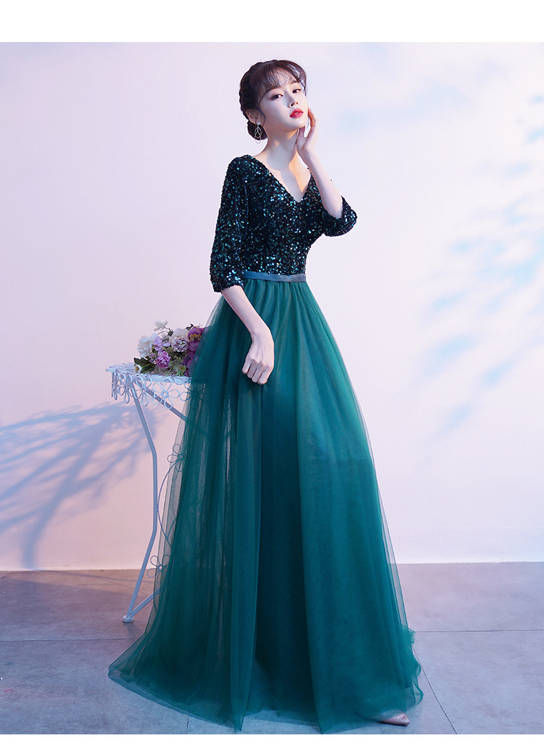 阿亨晚会演出服红歌比赛服大合唱团演出服晚礼服女士礼服网纱显瘦长款