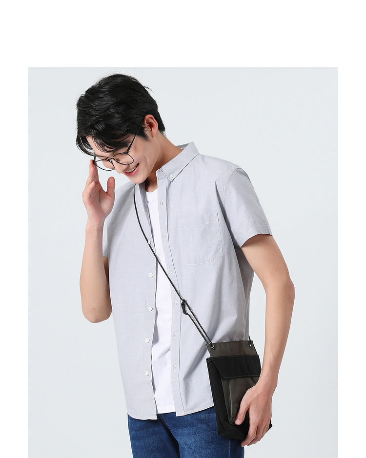 真维斯衬衫男夏新款休闲半袖外穿修身韩版潮流纯色上衣jw漂白色2104