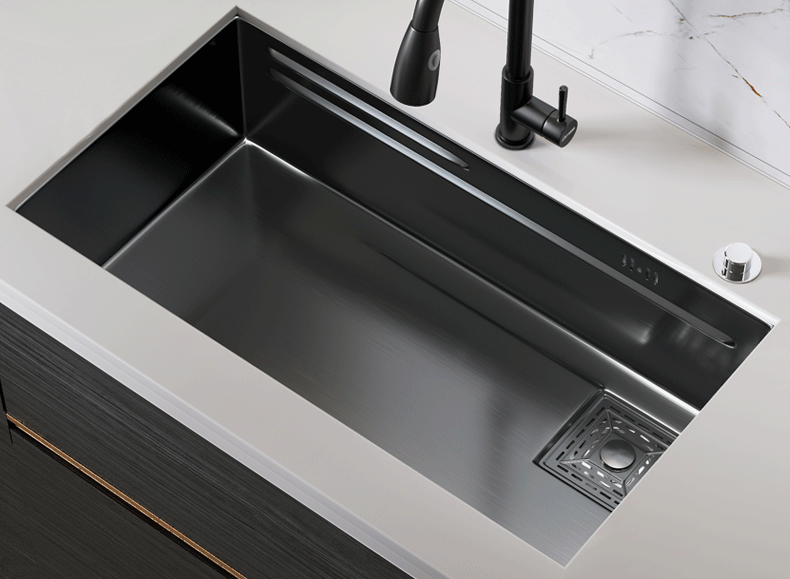 【新款升级】凯斯宝玛水槽联名黑色纳米水槽304不锈钢手工加厚大单槽