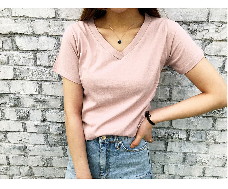 女士性感t恤女短袖低胸宽松低领夏季大领口露锁骨新疆t恤u领上衣灰色