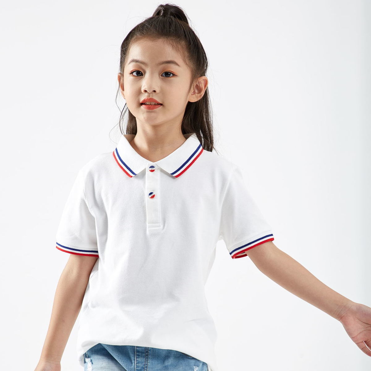 雷立行短袖小学生中学生高中学生校服纯棉白色t恤班服定制上衣码数偏