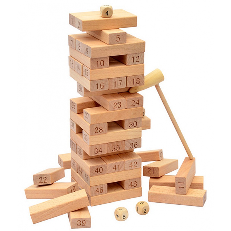 定制54片彩色叠叠高叠叠乐数字抽积木桌游儿童子娱乐互动层层叠 大手