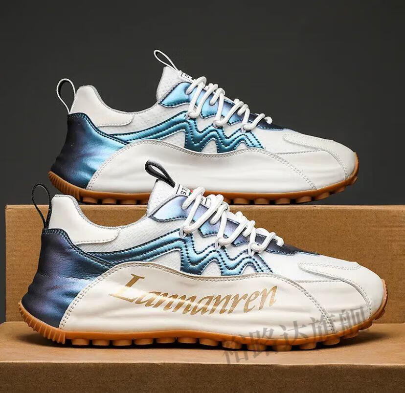 kuse库瑟衣言衣行轻奢运动休闲鞋男2022新款时尚百搭潮流男鞋 米兰色