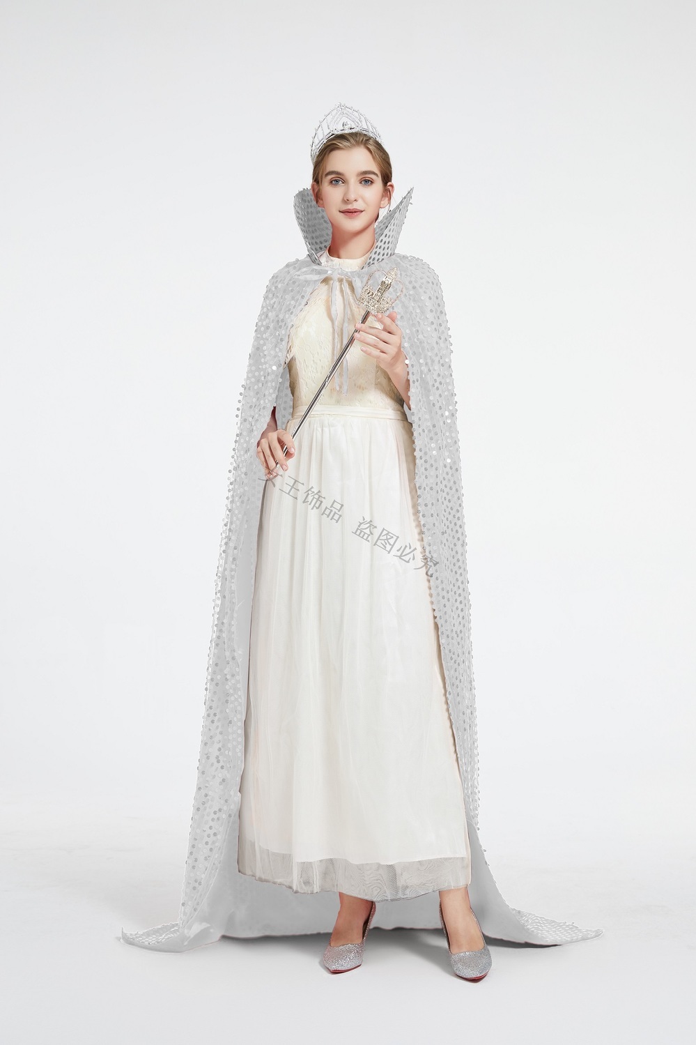 亮片选美小姐披风斗篷酒吧夜场颁奖服饰年会舞台演出披袍披风 银色