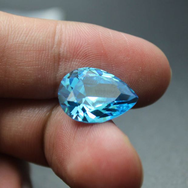 巴西深海蓝宝石11月诞生石和平友谊伦敦蓝托帕石水滴梨形珠宝首饰13x