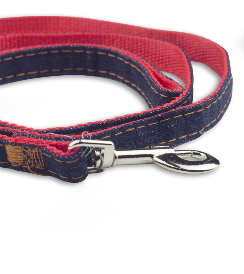 宠物牛仔胸背带狗狗牵引绳狗项圈狗绳子宠物用品牵引绳牛仔项圈两件套