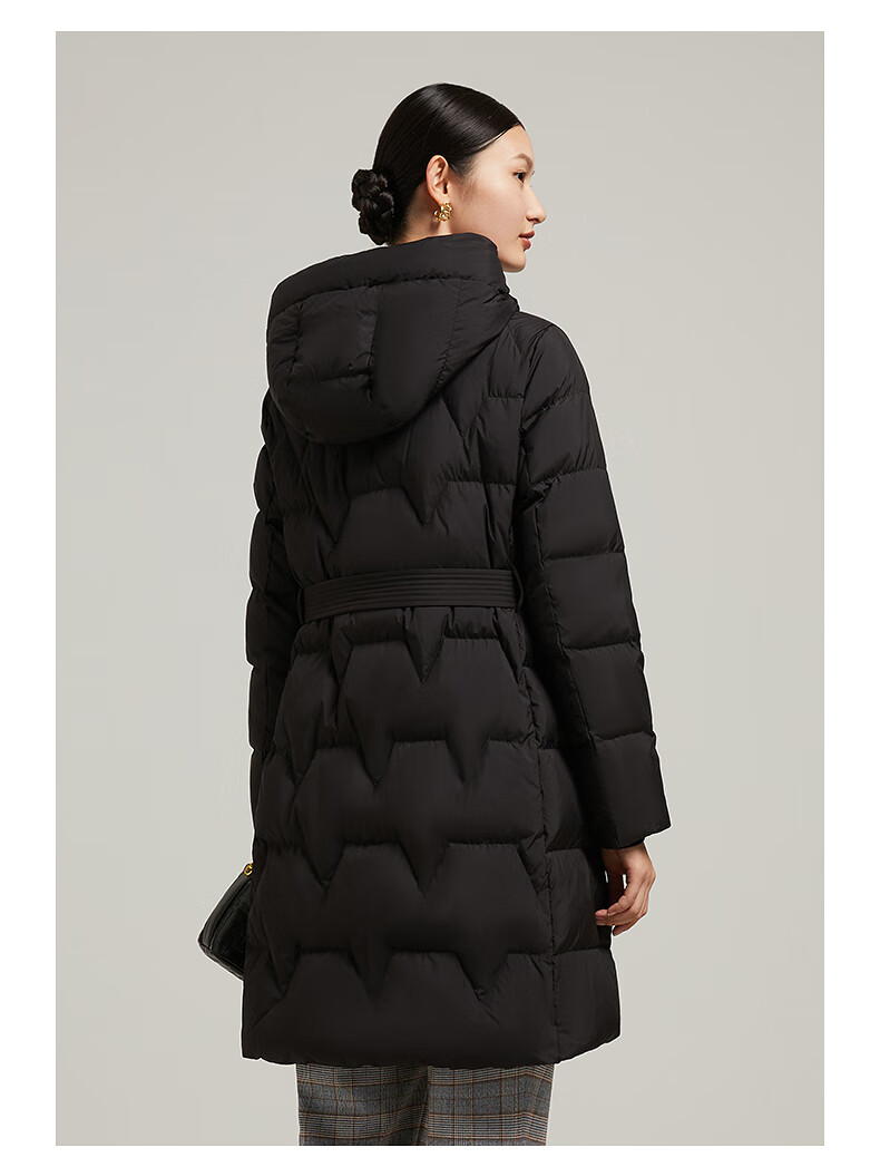 jz玖姿休闲帽款长款羽绒服女装2022冬季新款保暖白鸭绒外套粉色 粉红