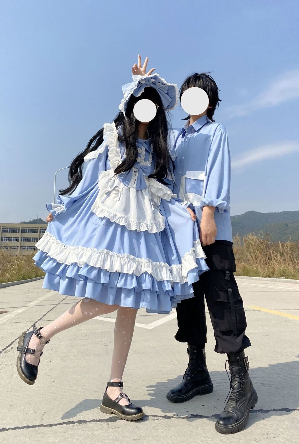 洛丽塔裙装情侣装洛丽塔lolita情侣款春秋季长袖op连衣裙夏季短袖日系