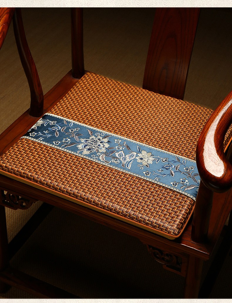 华幔盛庭新中式红木椅垫坐垫夏季凉垫定制实木家具圈椅茶桌椅座垫藤席