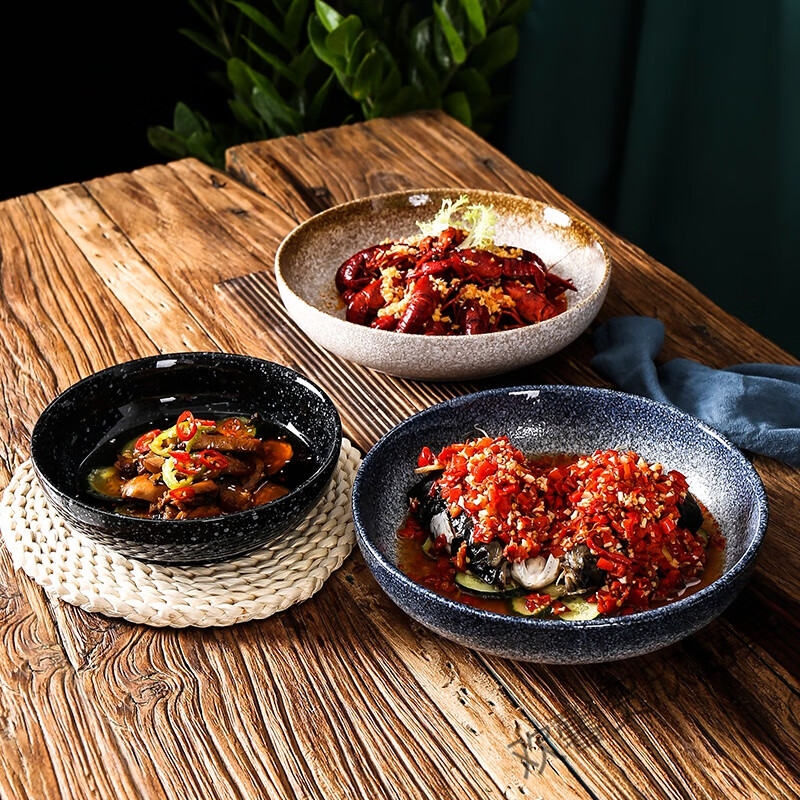 大盘鸡盘子 新疆大盘鸡盘子日式餐具剁椒鱼头盘子大盘鸡蒸酸菜鱼汤盘