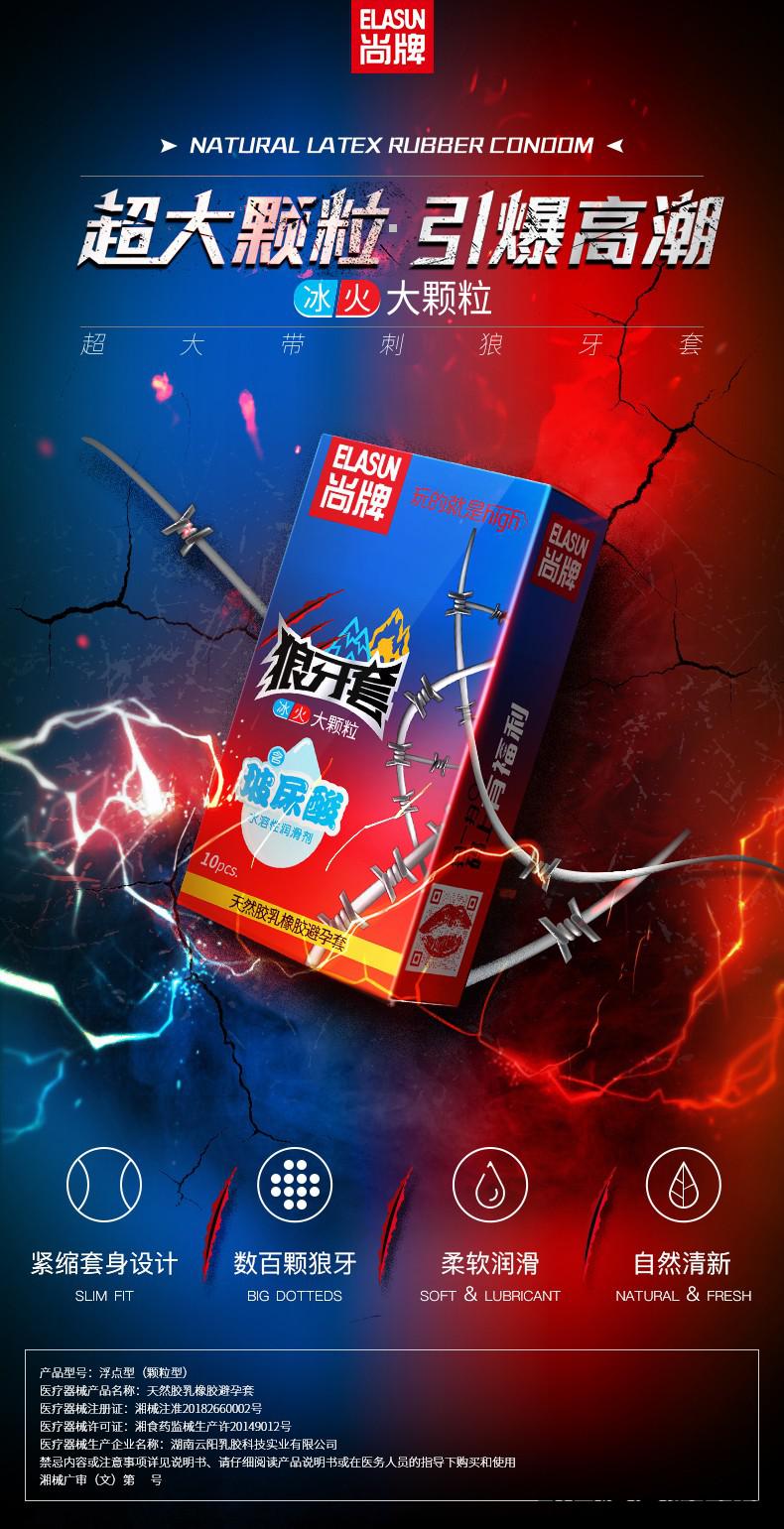 尚牌避孕套男用螺纹大颗粒狼牙套紧型冰火两重天薄安全套女用计生情趣