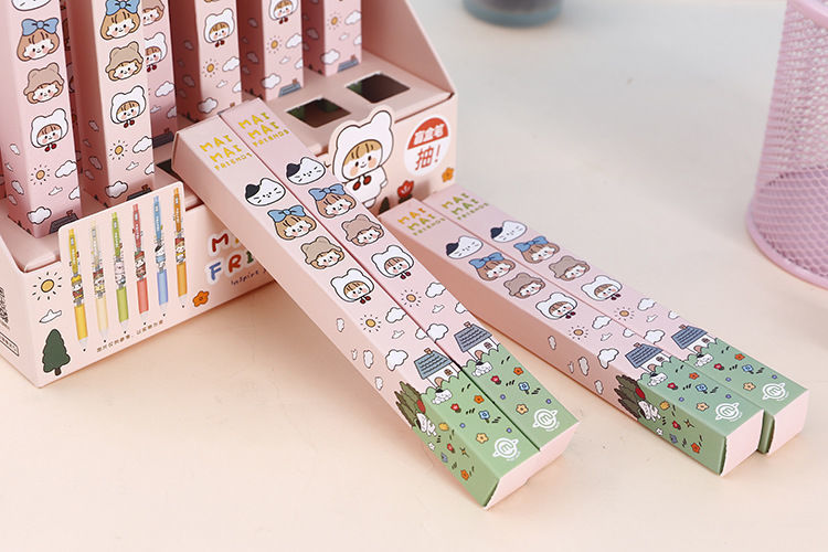 抽一支快乐的笔网红按动中性笔盲盒笔ins可爱学生笔05黑色笔o泡女孩抽